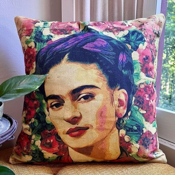 Waterproof Frida Kahlo Floral Throw Pillow Cover - Picture 2 of 5